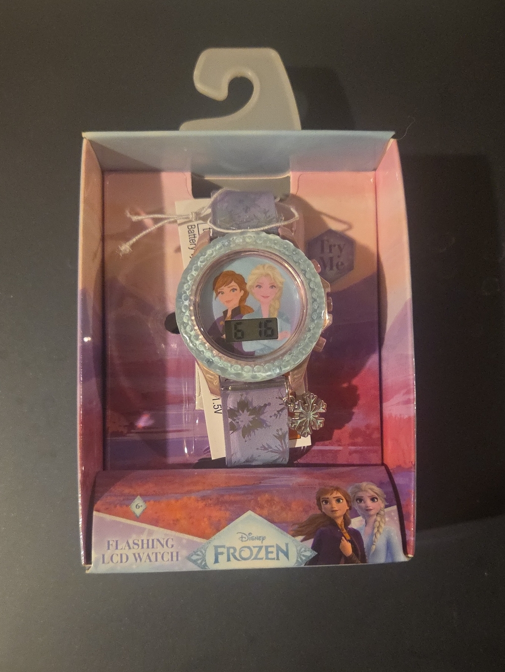 Disney Frozen Kids Light Blue and Purple Digital Watch with Snowflake Charm